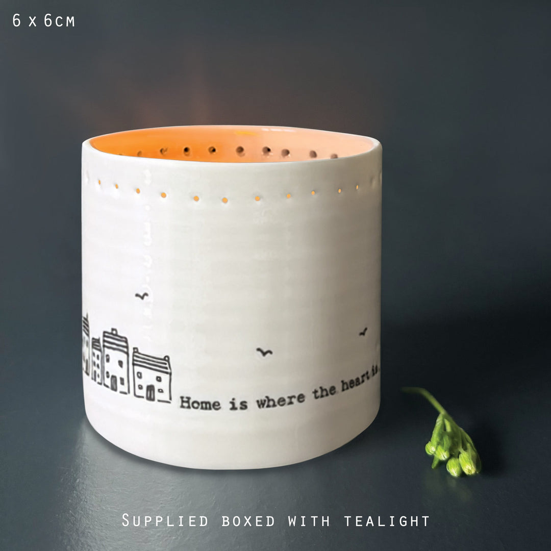 Home Is Where the Heart Is Ceramic Tea Light Holder gift East of India Tea Light Holder - Home is Where the Heart Is