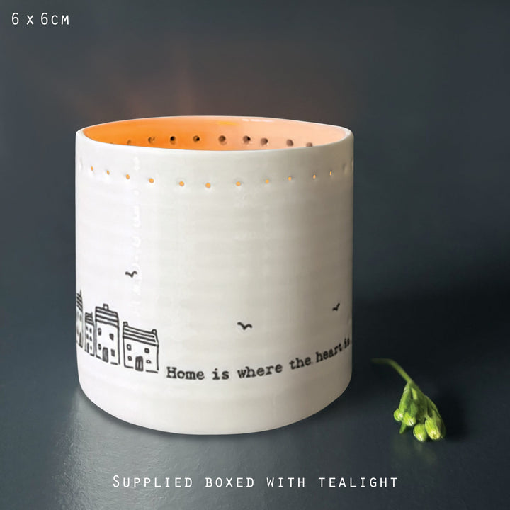 Home Is Where the Heart Is Ceramic Tea Light Holder gift East of India Tea Light Holder - Home is Where the Heart Is
