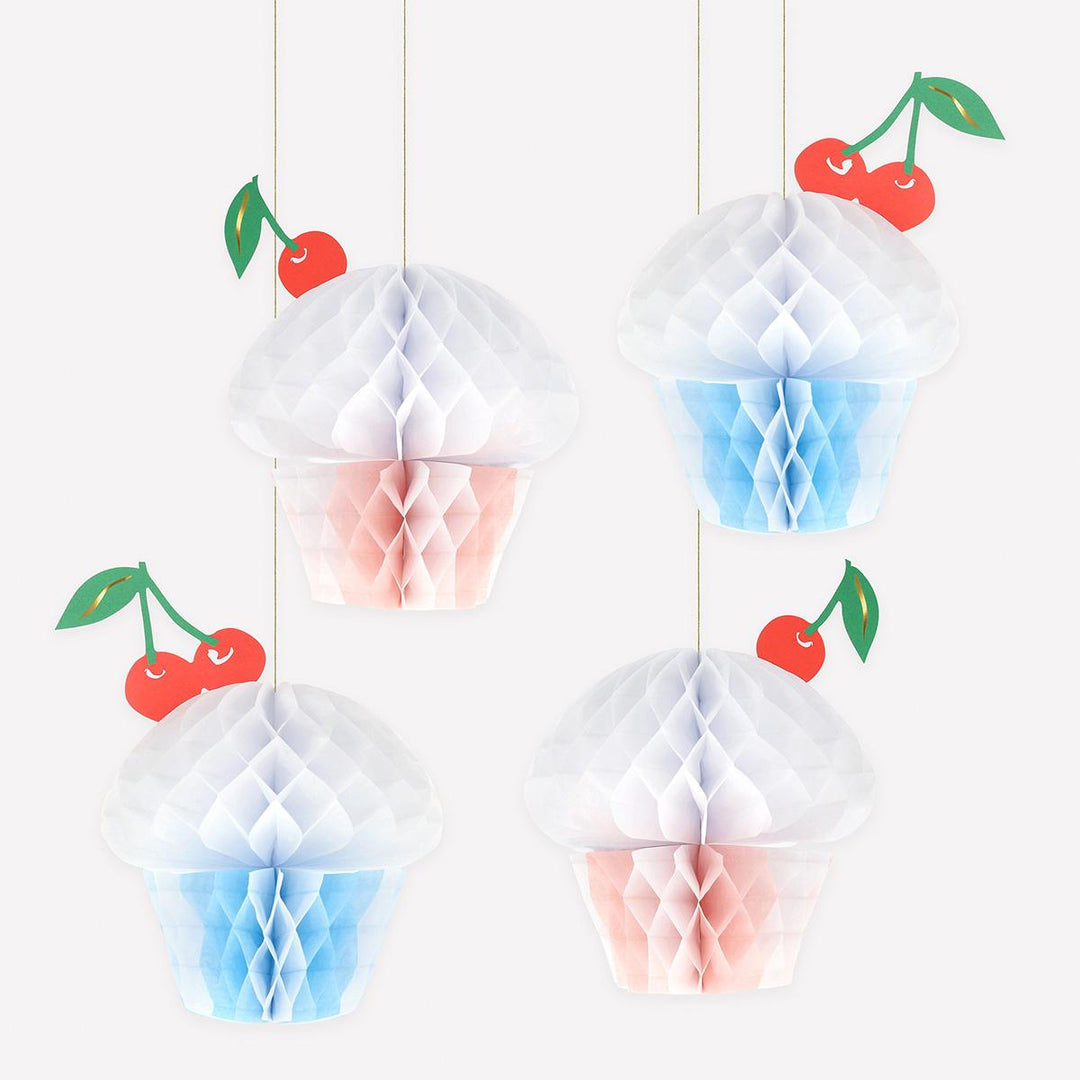 Honeycomb Cupcake Decorations x 4 | Meri Meri | Little Big Party Party Decorations Honeycomb Cupcake Decorations x 4
