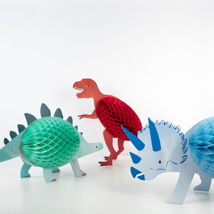 Honeycomb Dinosaur Decorations x 3 | Party Decorations UK Party Decorations Honeycomb Dinosaur Decorations x 3