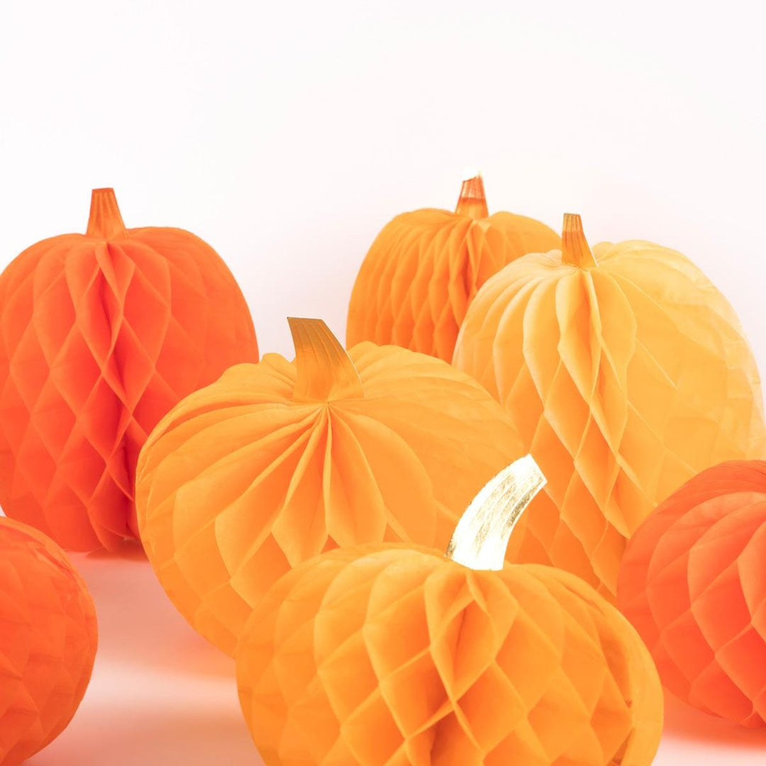 Honeycomb Pumpkin Party Decorations x 10 | Meri Meri Halloween Decorations Party Decorations Honeycomb Pumpkin Party Decorations x 10