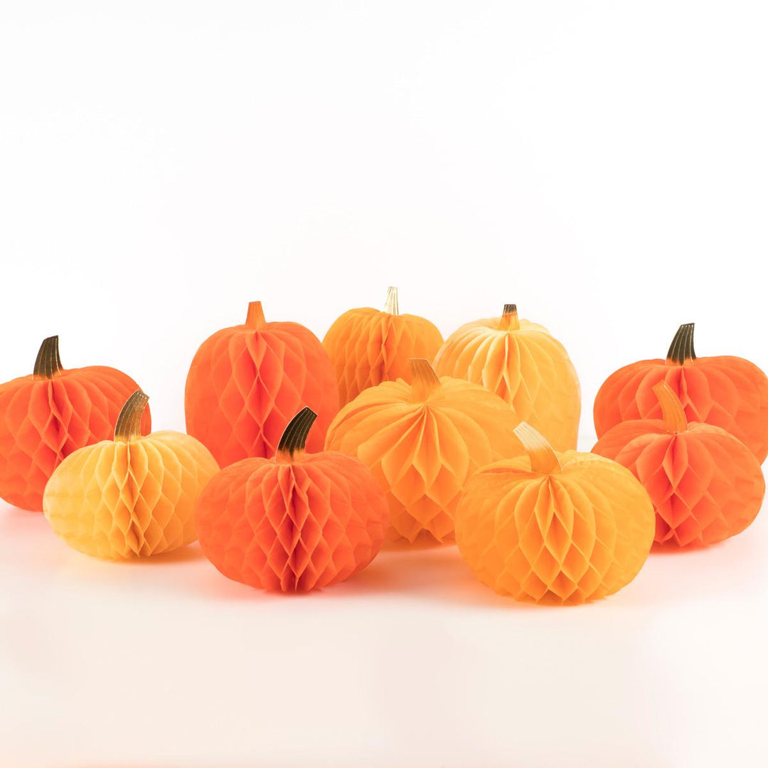 Honeycomb Pumpkin Party Decorations x 10 | Meri Meri Halloween Decorations Party Decorations Honeycomb Pumpkin Party Decorations x 10