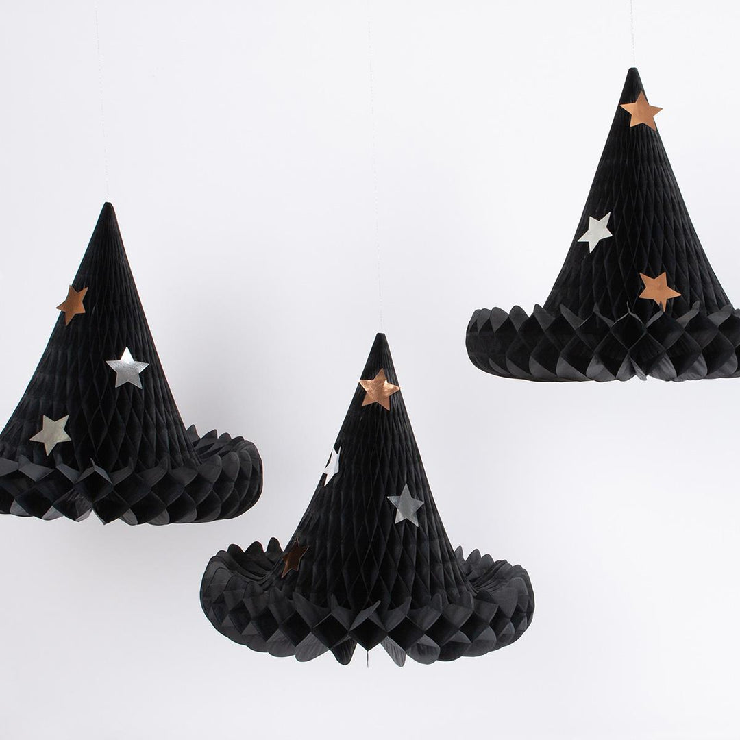 Honeycomb Witch Hat Decorations x 3 | Meri Meri | Little Big Party Party Decorations Honeycomb Witch Hat Decorations x 3