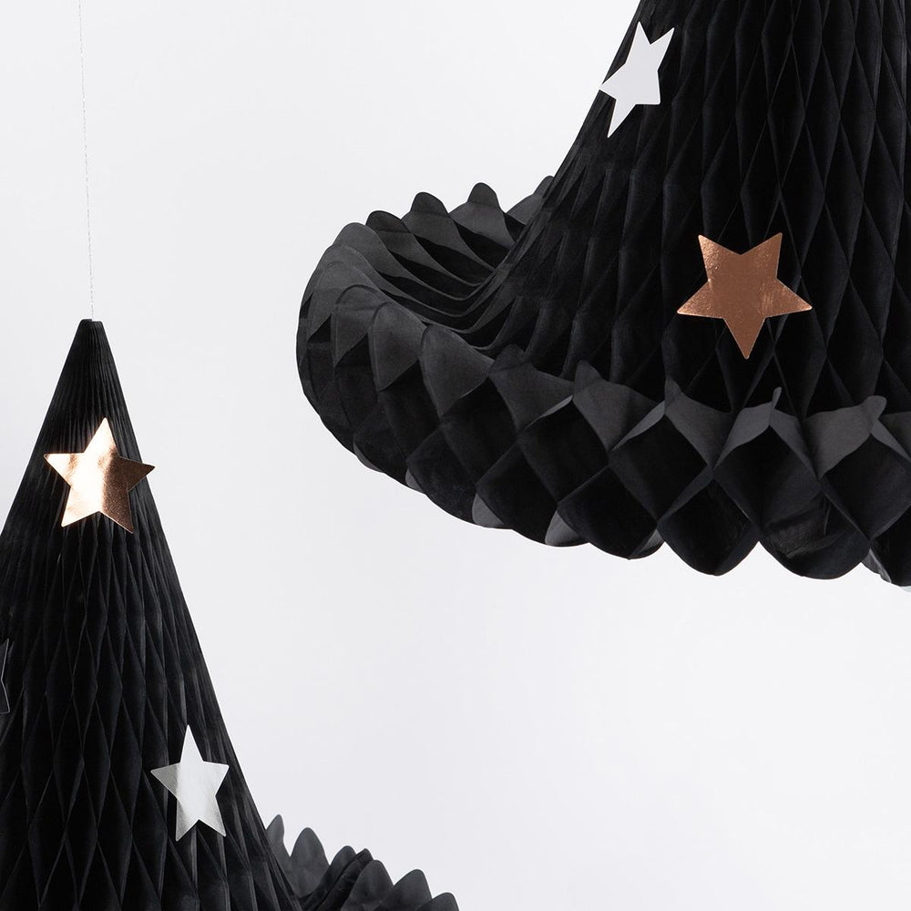 Honeycomb Witch Hat Decorations x 3 | Meri Meri | Little Big Party Party Decorations Honeycomb Witch Hat Decorations x 3