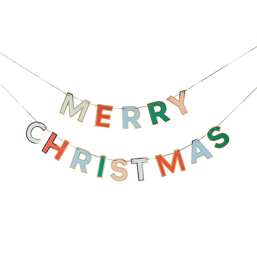 Hootyballoo - Colourful Merry Christmas Banner Bunting Colourful Merry Christmas Banner