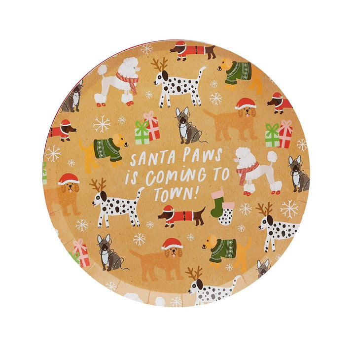 Hootyballoo - Santa Paws Christmas Eco Paper Plates x 8 party plates Santa Paws Christmas Eco Paper Plates x 8