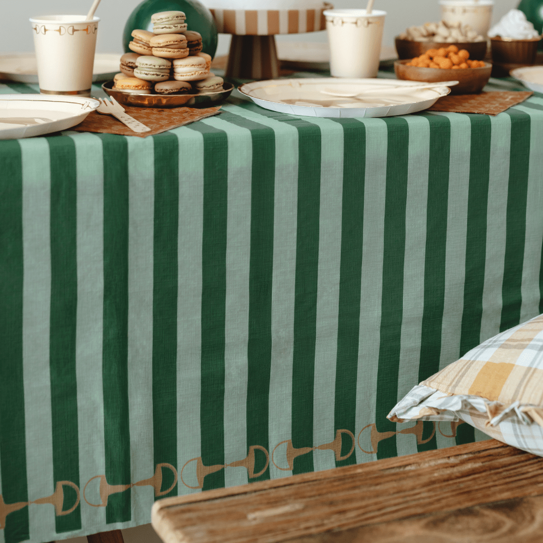 Horse Party Green Stirrups Tablecover - Horse Birthday Party Supplies table cover Horse Party Green Stirrups Tablecover