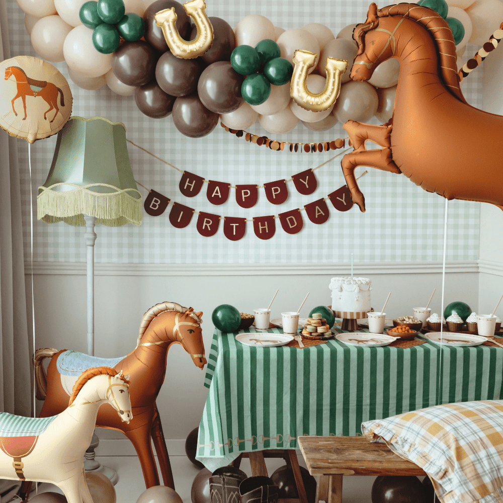 Horse Party Green Stirrups Tablecover - Horse Birthday Party Supplies table cover Horse Party Green Stirrups Tablecover