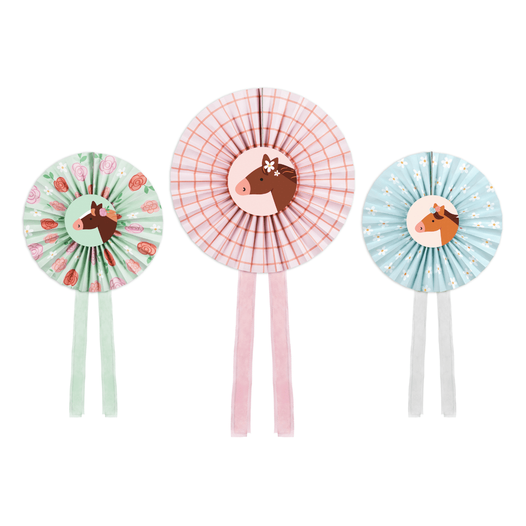 Horse Party Rosette Decorations x 3 - Horse Party Supplies Rosette Horse Party Rosette Decorations x 3