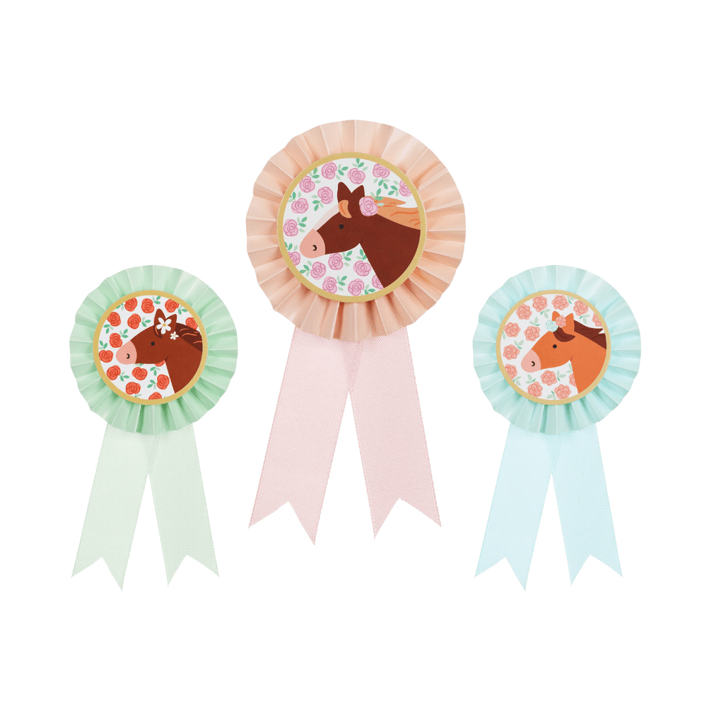 Horse Party Rosettes x 3 - Horse Birthday Party Supplies Rosette Horse Party Rosettes x 3