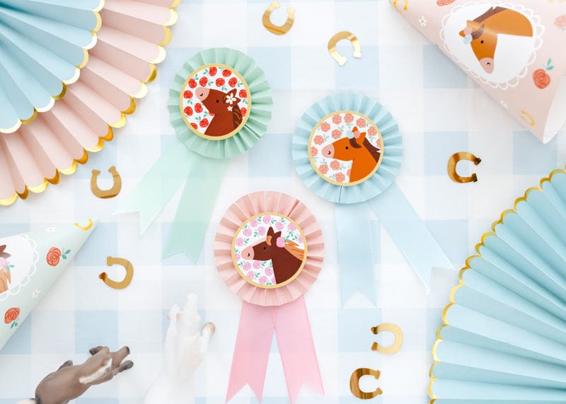 Horse Party Rosettes x 3 - Horse Birthday Party Supplies Rosette Horse Party Rosettes x 3