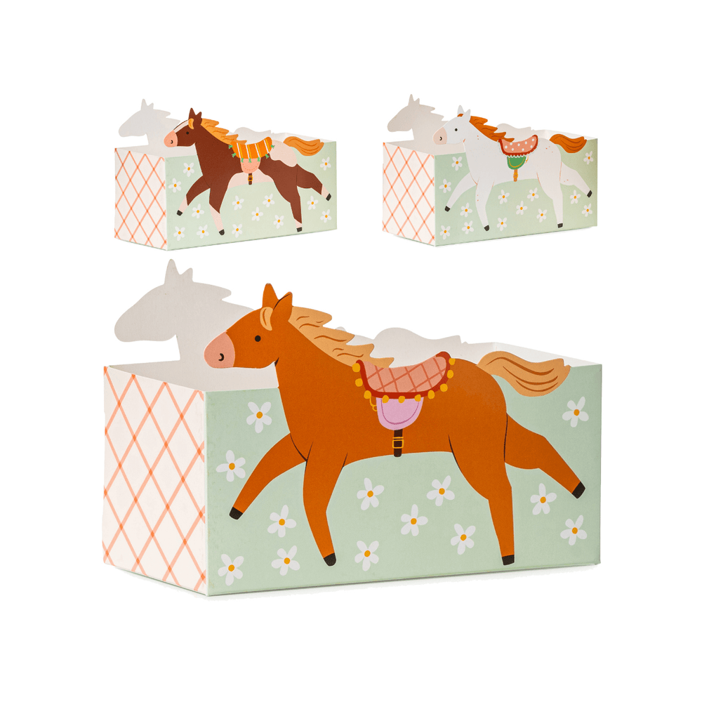 Horse Party Snack Boxes - Set of 3 - Horse Theme Decorations party box Horse Party Snack Boxes - Set of 3