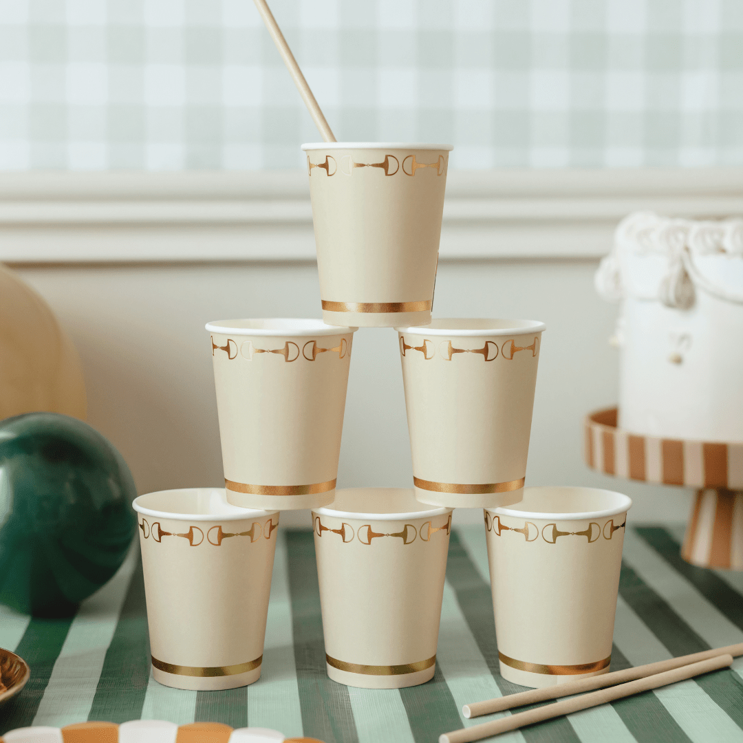 Horse Party Stirrups Paper Cups x 6 - Horse Birthday Party Supplies Disposable Cups Horse Party Stirrups Paper Cups x 6