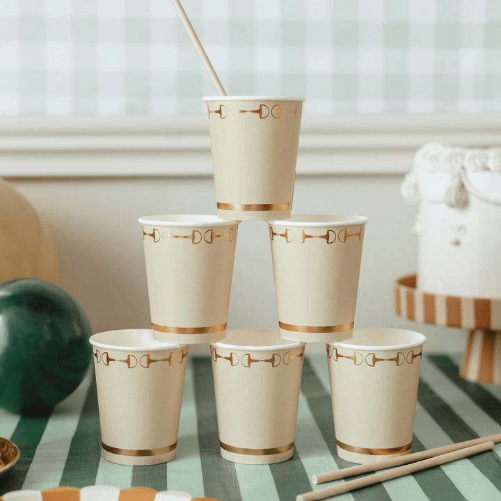 Horse Party Stirrups Paper Cups x 6 - Horse Birthday Party Supplies Disposable Cups Horse Party Stirrups Paper Cups x 6