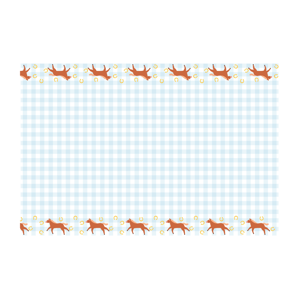 Horses Party Checkered Paper Tablecover - Horse Party Supplies Tablecloths Horse Party Checkered Paper Tablecover