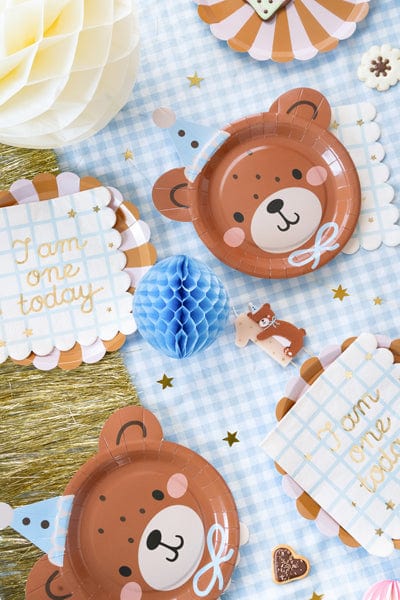 I Am One Today Teddy Bear Paper Napkins (12) - 1st Birthday Party Supplies Paper Napkins I Am One Today Teddy Bear Paper Napkins (12)