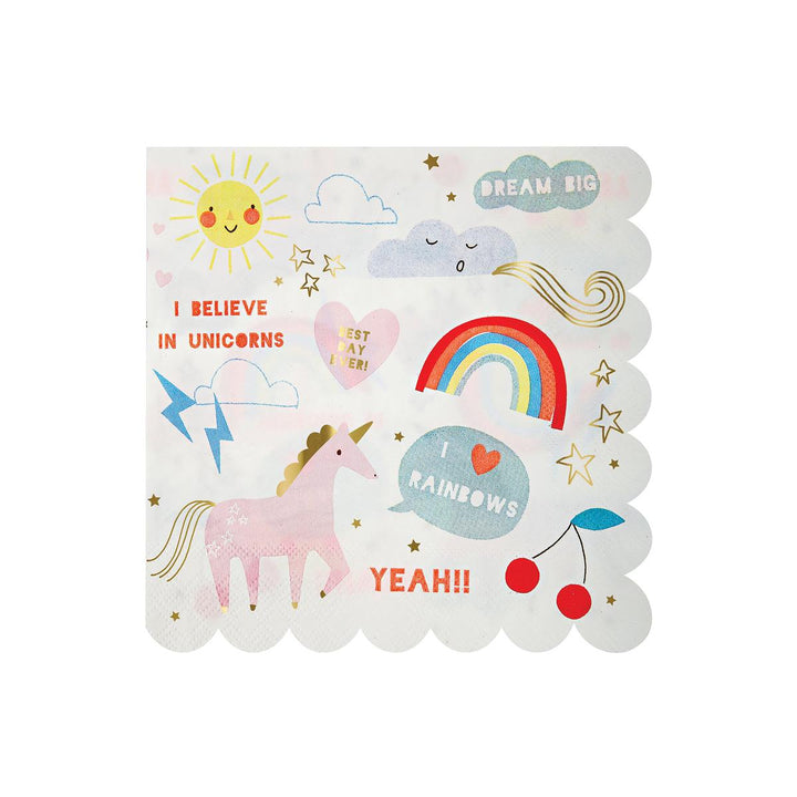 I Believe In Unicorns Large Party Napkins x 16 | Meri Meri Unicorn Party party napkins I Believe In Unicorns Large Party Napkins x 16