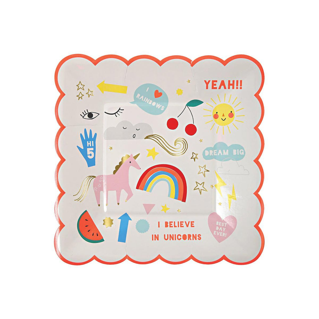 I Believe In Unicorns Small Party Plates x 8 | Meri Meri Unicorn Party party plates I Believe In Unicorns Small Party Plates x 8