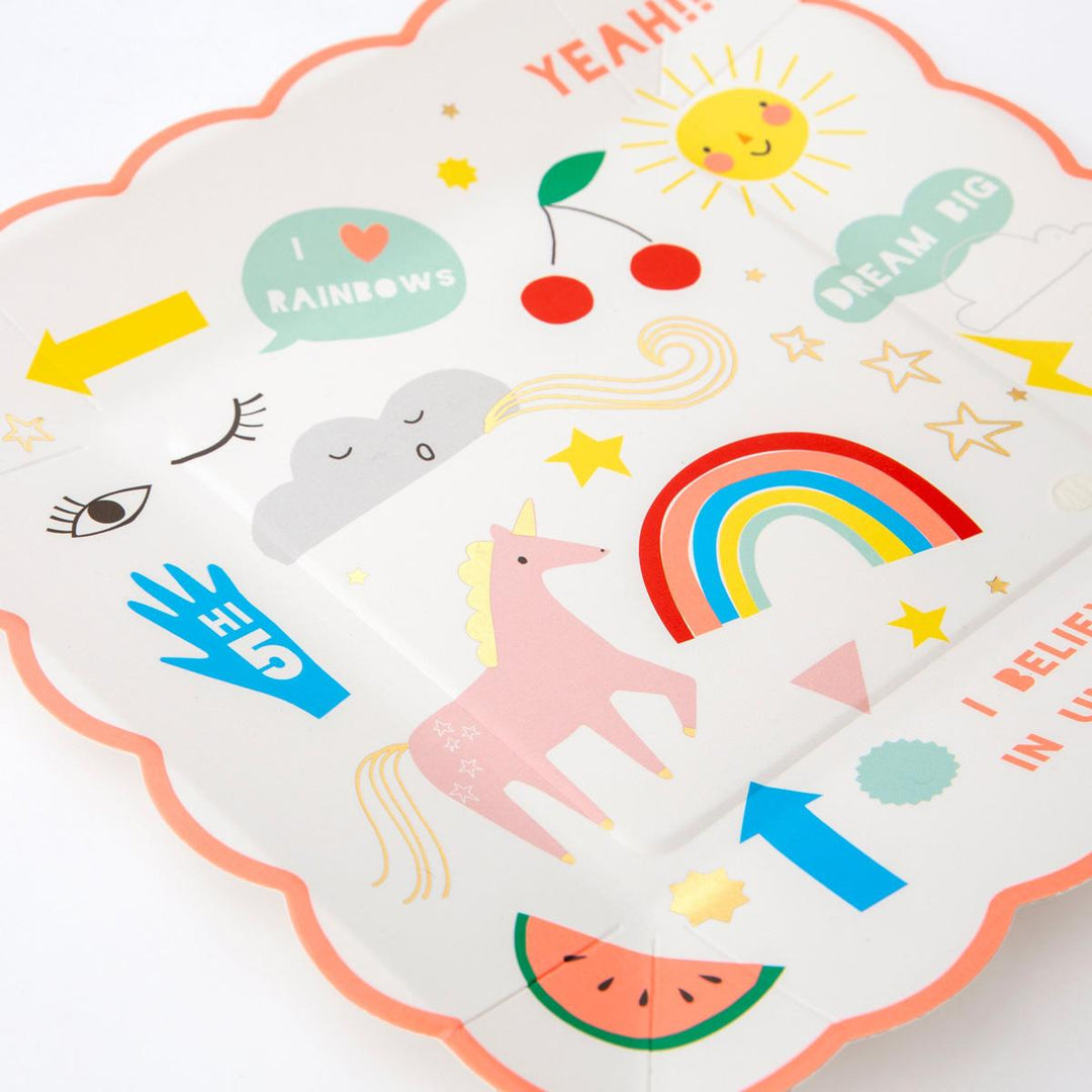 I Believe In Unicorns Small Party Plates x 8 | Meri Meri Unicorn Party party plates I Believe In Unicorns Small Party Plates x 8