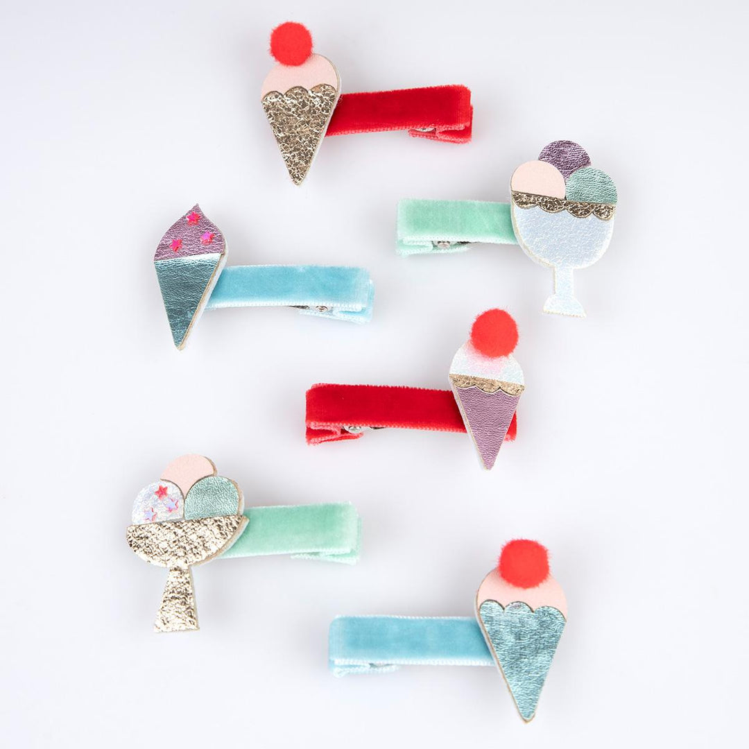 Ice Cream Hair Clips x 6 | Meri Meri Ice Cream Party Party Accessories Ice Cream Hair Clips x 6