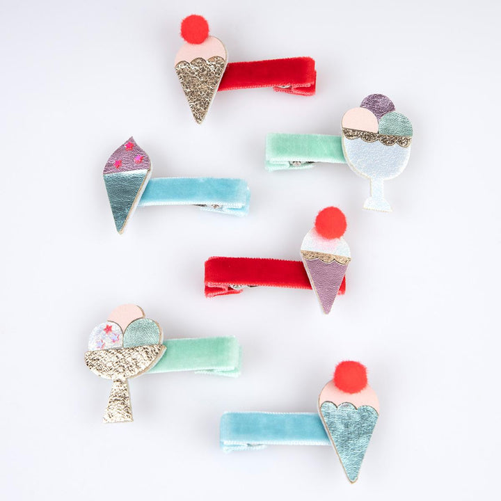 Ice Cream Hair Clips x 6 | Meri Meri Ice Cream Party Party Accessories Ice Cream Hair Clips x 6