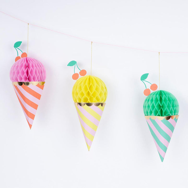 Ice Cream Honeycomb Party Garland | Meri Meri Bunting Ice Cream Honeycomb Party Garland