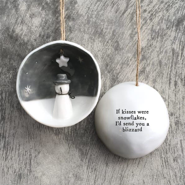 If Kisses Were Snowflakes Half Porcelain Bauble | East of India Bauble East of India Half Porcelain Bauble - If Kisses Were Snowflakes