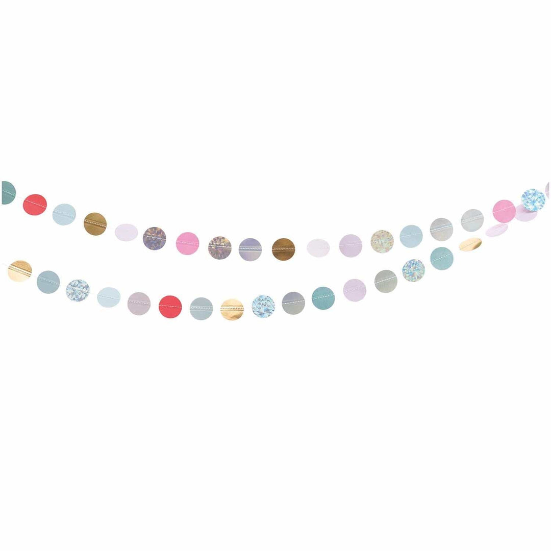 Iridescent Glitter Circles Sewn Garland - 2 Metres Bunting Iridescent Glitter Circles Sewn Garland - 2 Metres
