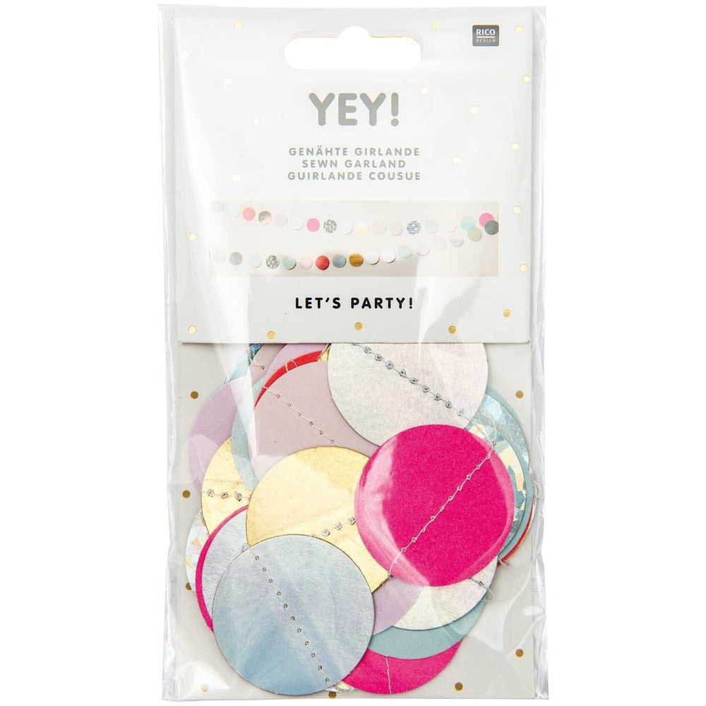 Iridescent Glitter Circles Sewn Garland - 2 Metres Bunting Iridescent Glitter Circles Sewn Garland - 2 Metres