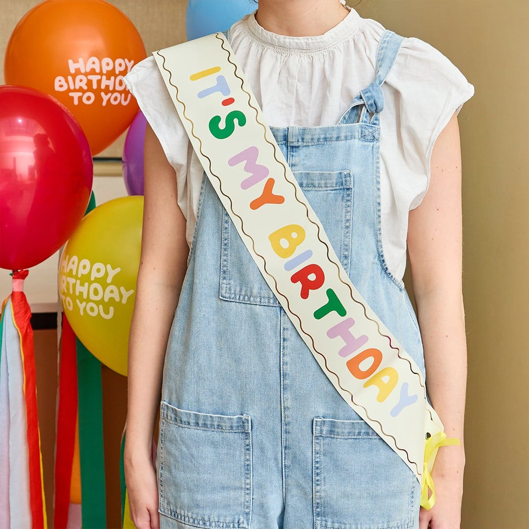 It's My Birthday Sash Rainbow - Colourful Birthday Party Sash Sashes Colourful Birthday Sash - It's My Birthday