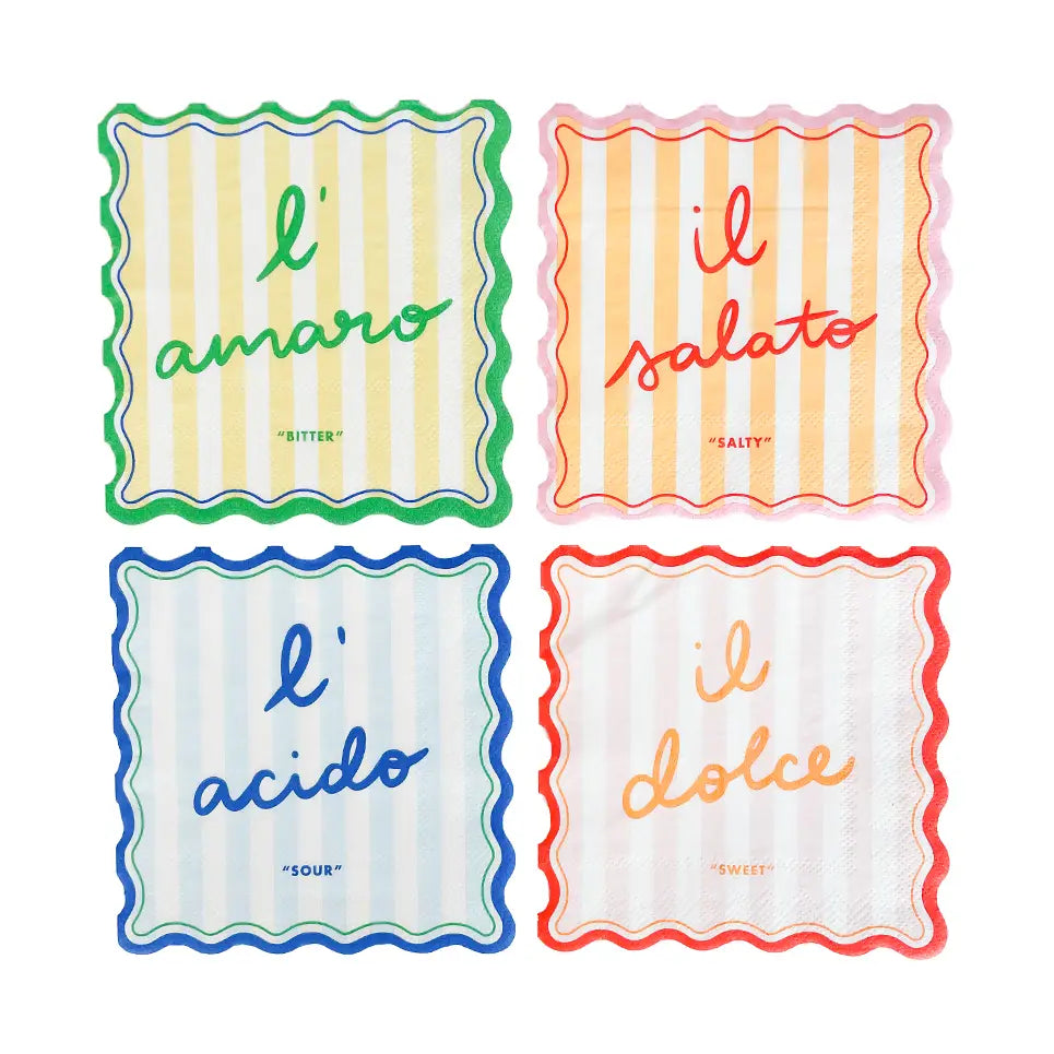 Italian Party Cocktail Napkins x 20 - Italian Theme Party Supplies Napkins Italian Party Cocktail Napkins x 20