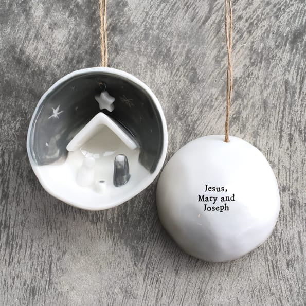 Jesus, Mary and Joseph Half Porcelain Bauble | East of India Bauble East of India Half Porcelain Bauble - Jesus, Mary and Joseph