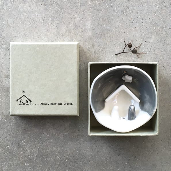 Jesus, Mary and Joseph Half Porcelain Bauble | East of India Bauble East of India Half Porcelain Bauble - Jesus, Mary and Joseph