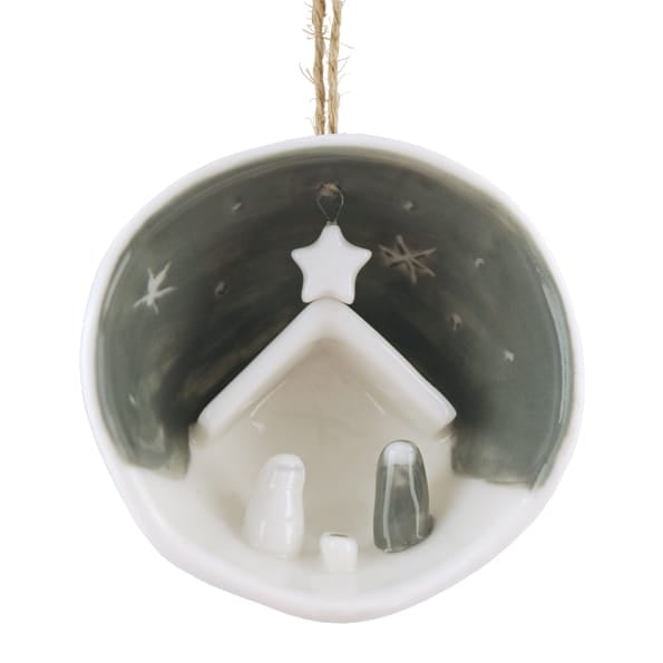 Jesus, Mary and Joseph Half Porcelain Bauble | East of India Bauble East of India Half Porcelain Bauble - Jesus, Mary and Joseph