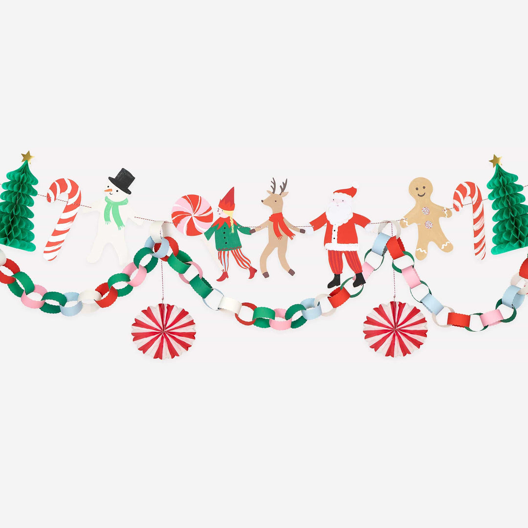 Jolly Christmas Character Garland Set | Meri Meri Christmas Garlands Bunting Jolly Christmas Character Garland Set