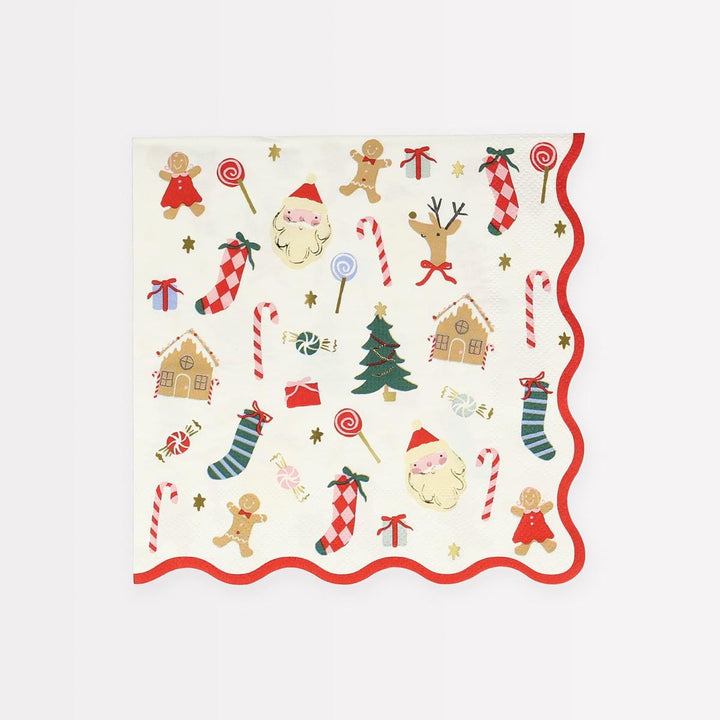 Jolly Christmas Large Party Napkins x 16 | Meri Meri party napkins Jolly Christmas Large Party Napkins x 16