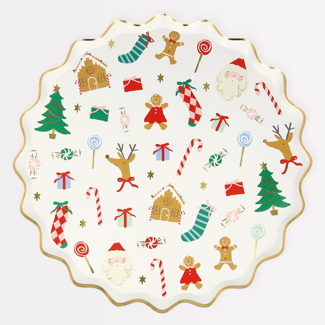 Jolly Christmas Large Party Plates x 8 | Meri Meri Christmas Table party plates Jolly Christmas Large Party Plates x 8