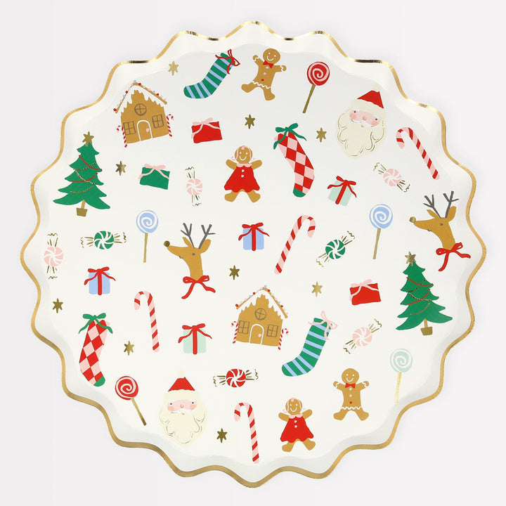 Jolly Christmas Large Party Plates x 8 | Meri Meri Christmas Table party plates Jolly Christmas Large Party Plates x 8