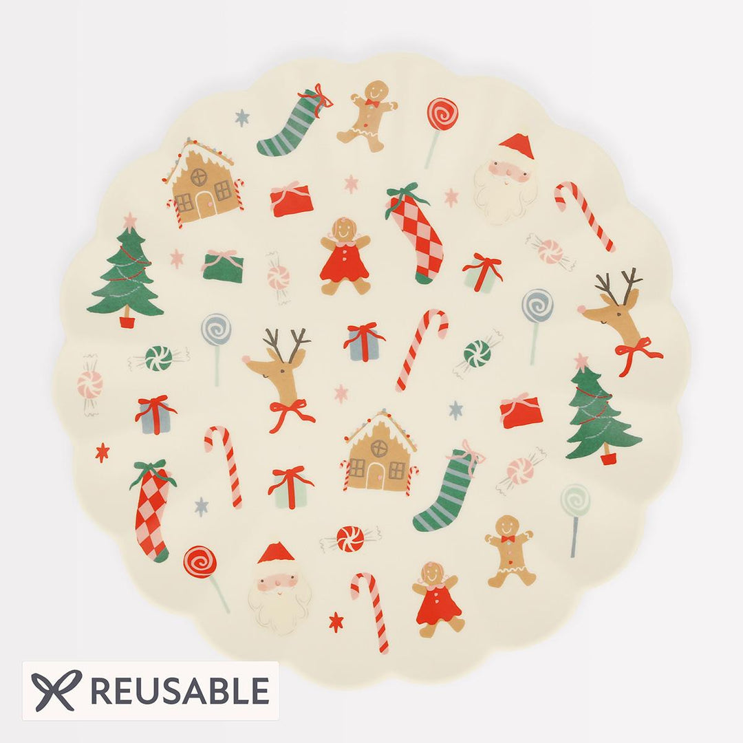 Jolly Christmas Reusable Large Party Plate | Meri Meri party plates Jolly Christmas Reusable Large Party Plate