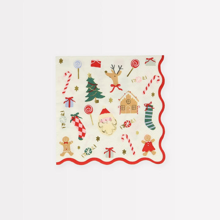 Jolly Christmas Small Party Napkins x 16 | Meri Meri party napkins Jolly Christmas Small Party Napkins x 16