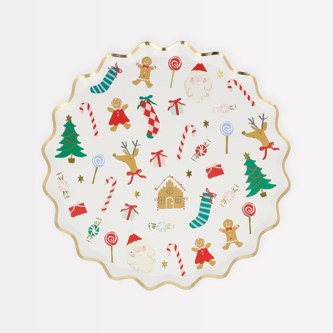 Jolly Christmas Small Party Plates x 8 | Meri Meri Christmas Table party plates Jolly Christmas Small Party Plates x 8