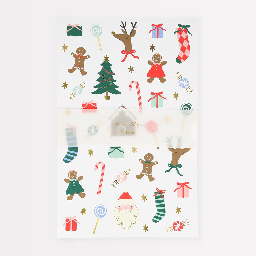 Jolly Christmas Temporary Tattoo Sheets x 2 | Meri Meri Christmas Stocking Fillers temporary tattoos Jolly Christmas Temporary Tattoo Sheets x 2