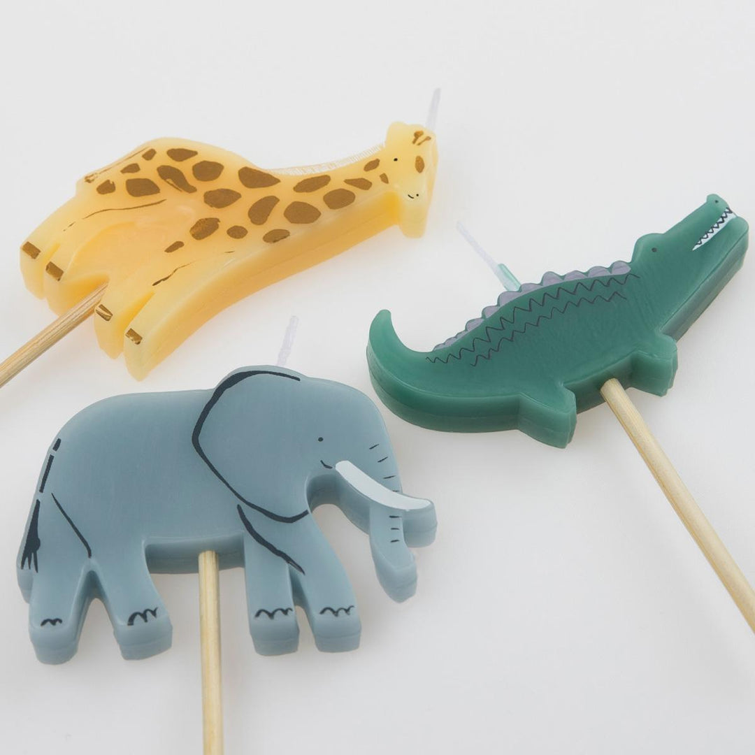 Jungle Animal Birthday Candles x 6 | Meri Meri Safari Party Birthday Candles Jungle Animal Birthday Candles x 6