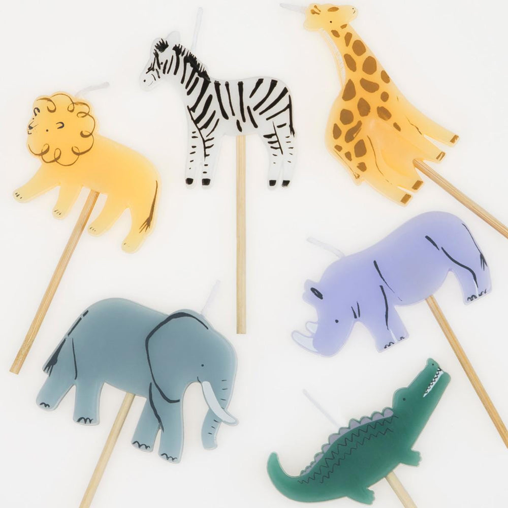 Jungle Animal Birthday Candles x 6 | Meri Meri Safari Party Birthday Candles Jungle Animal Birthday Candles x 6