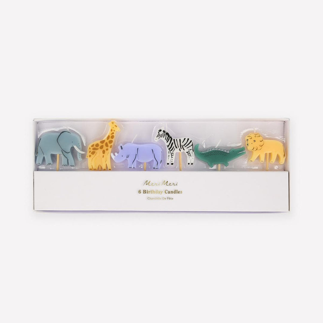 Jungle Animal Birthday Candles x 6 | Meri Meri Safari Party Birthday Candles Jungle Animal Birthday Candles x 6
