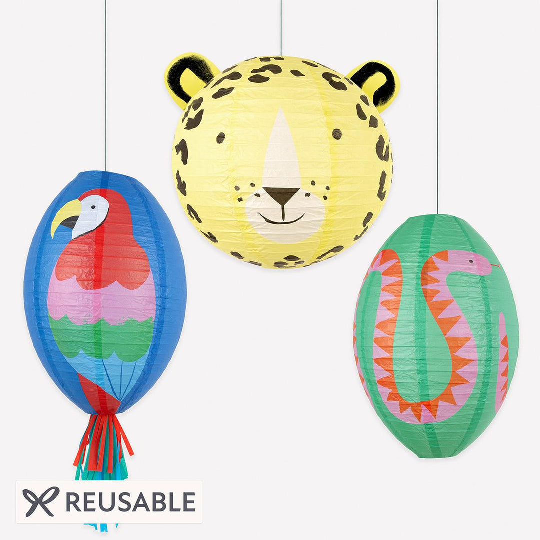 Jungle Jamboree Party Lanterns x 3 | Jungle Party Decorations UK Party Decorations Jungle Jamboree Party Lanterns x 3