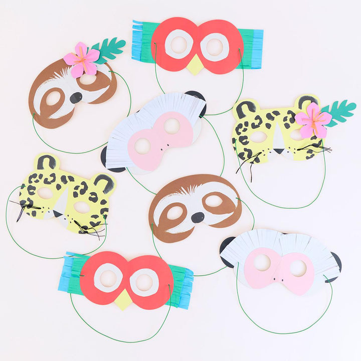 Jungle Jamboree Party Masks x 8 | Party Accessories UK Party Accessories Jungle Jamboree Party Masks x 8