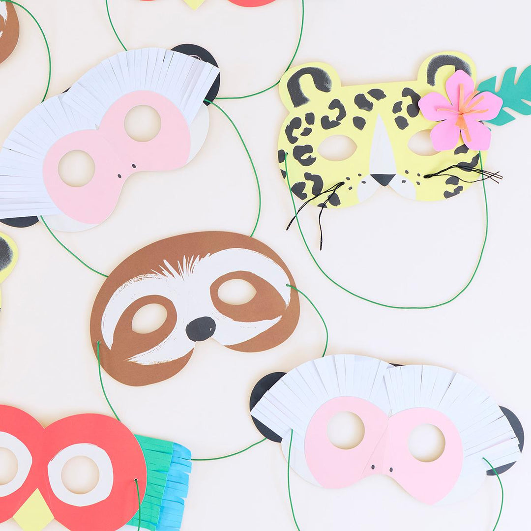Jungle Jamboree Party Masks x 8 | Party Accessories UK Party Accessories Jungle Jamboree Party Masks x 8
