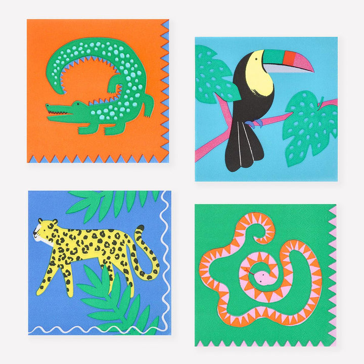 Jungle Jamboree Small Napkins x 16 | Party Tableware UK Tableware Jungle Jamboree Small Napkins x 16