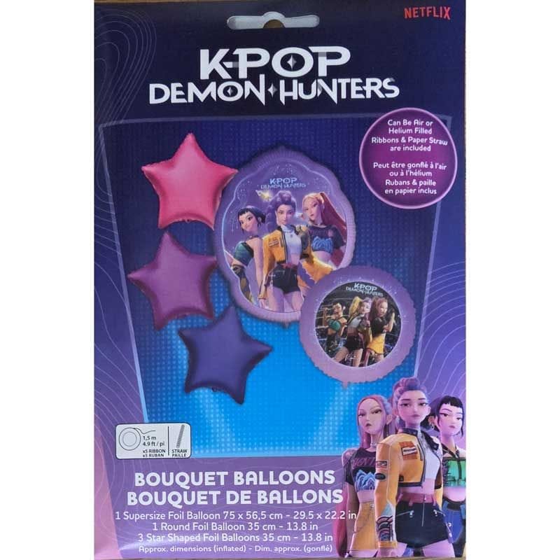 K-Pop Demon Hunters Balloon Bouquet - 5 Foil Balloons Foil Balloon K-Pop Demon Hunters Foil Balloon Bouquet (5 Pieces)